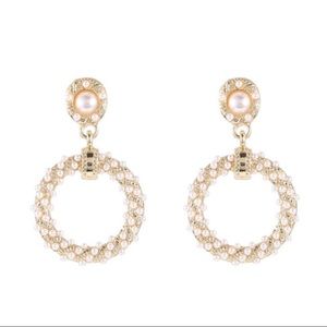 3/$30 Simulated Pearl Circular Dangle Earrings
